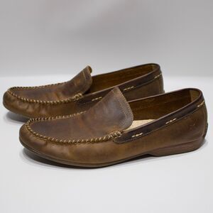 Frye Lewis Brown Venetian Leather Driving Loafers Men Size 10 - Minimal Wear